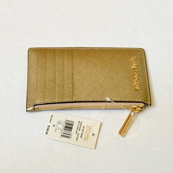 Michael Kors Jet Set Travel Top Zip Card Case Wallet Pale Wallet - Picture 7 of 11